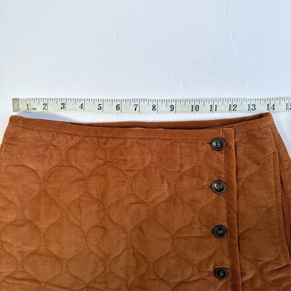 Madewell New Corduroy Quilted Brown Pockets Mini A-line Skirt Fall Women's 4 - Picture 11 of 12